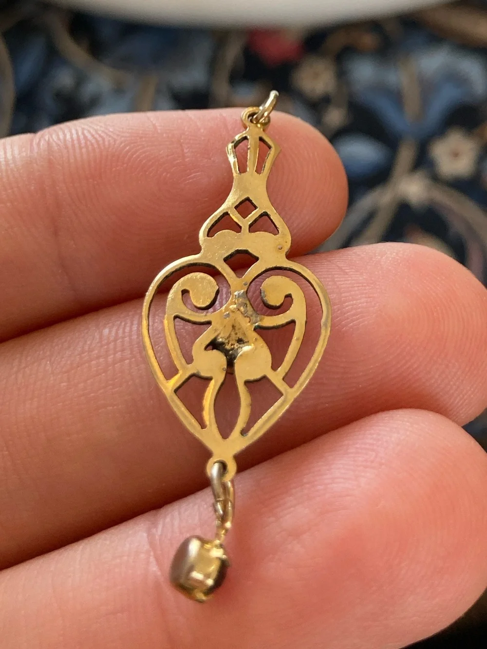 Vintage Victorian Revival Gold-Plated Garnet Glass Stones Lavaliere Pendant